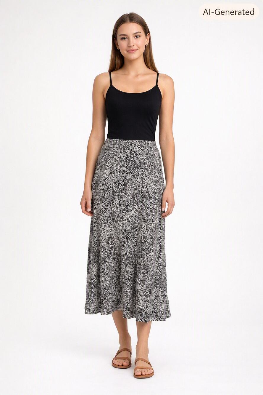 Rachel Zoe Animal Cheetah Leopard Print Midi Skirt Sz 2